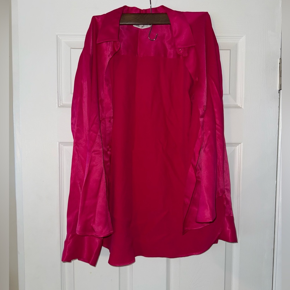 Zara Fuchsia Satin Shirt Size M
